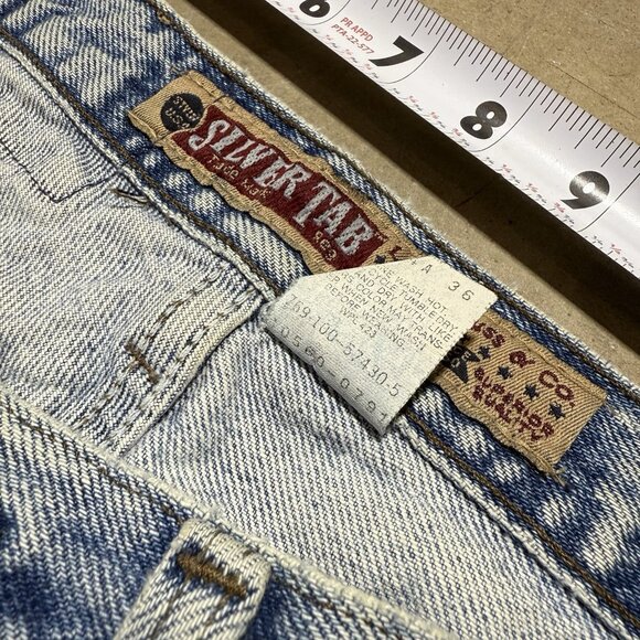VINTAGE Levis Denim Jeans Mens 33x32 SilverTab 560 Wide Grunge USA 90s Y2K - Picture 8 of 12